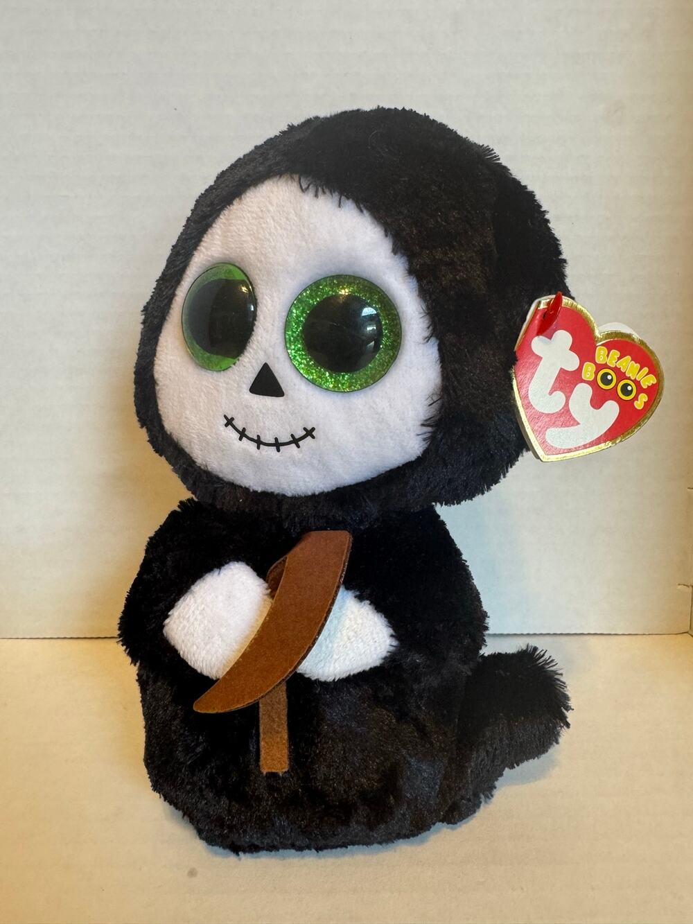 Ty Beanie Boos Grimm Grim Reaper Plush Halloween Green Eyes w/ Tags Retired
